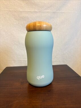 que Matte Seafoam/Teal Green/Blue Reusable Bottle with Bamboo Lid 17 oz